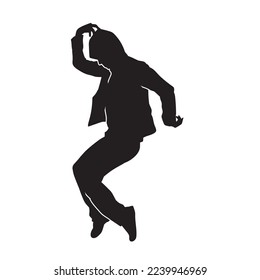 Dancing street dance silhouettes in urban style on white background  vector illustration