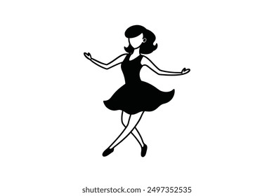 Dancing in the style  Vector illustration. Isolated on a white background