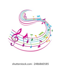 Dancing swirling musical notes free vector download 