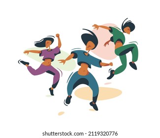Dancing team. Vector Illustration for a modern dance studio