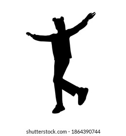 Dancing teenager vector silhouette illustration
