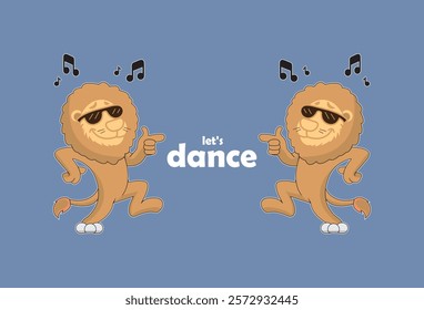 Dancing Tiger, Cute cartoon tiger wearing glasses dancing happily. Symbol of Chinese New Year. Vector illustration