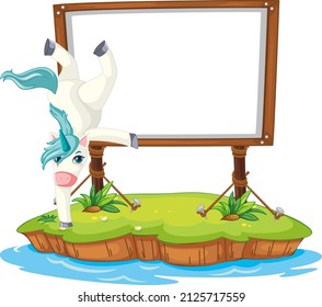 Dancing Unicorn With Empty Board  Illustration