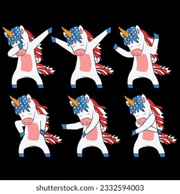 Dancing unicorn funny 4th of july t-shirt design