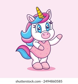 Dancing Unicorn in a Joyful Pose Whimsical Fantasy Illustration