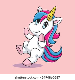 Dancing Unicorn in a Joyful Pose Whimsical Fantasy Illustration