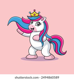 Dancing Unicorn in a Joyful Pose Whimsical Fantasy Illustration
