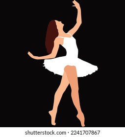 dancing vector girl illustration with white dress
