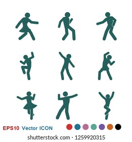 Dancing vector icon. Illustration on background, people dance