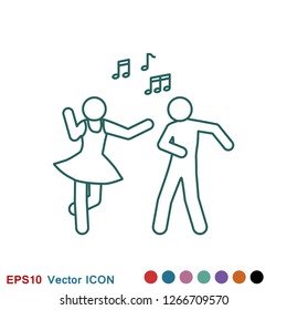 Dancing vector icon. Illustration on background, people dance
