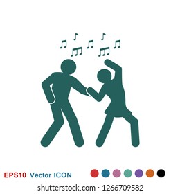 Dancing vector icon. Illustration on background, people dance