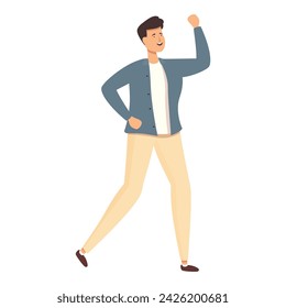 Dancing winner worker icon cartoon vector. Office staff. Person worker