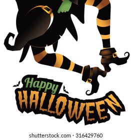 Dancing witch Happy Halloween design. EPS 10 vector illustration