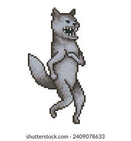 Dancing wolf, pixel art meme