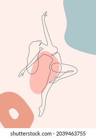 Dancing woman abstract one continuous line portrait. Freedom, happiness symbol. Modern minimalist style illustration for posters, t-shirts prints, avatars, postcard. Single line draw graphic design.