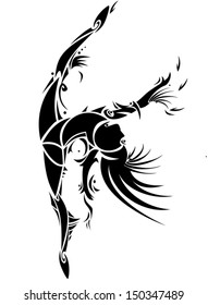 Dancing woman in abstract tattoo style