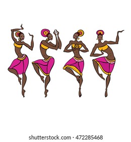 Dancing woman in ethnic style. Vector Illustration