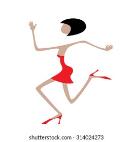 Dancing woman. Flat.