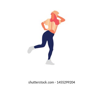 Dancing woman flat illustration. Isolated dancing woman illustration - Vector