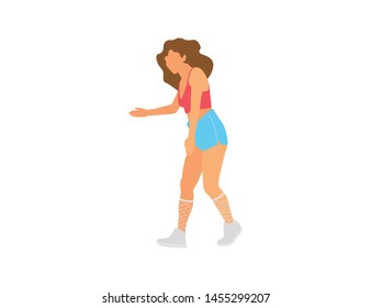 Dancing woman flat illustration. Isolated dancing woman illustration - Vector