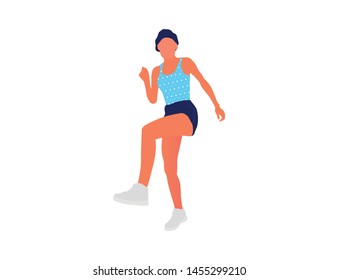 Dancing woman flat illustration. Isolated dancing woman illustration - Vector