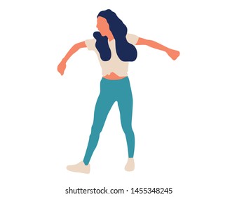 Dancing woman flat illustration. Isolated dancing woman illustration - Vector
