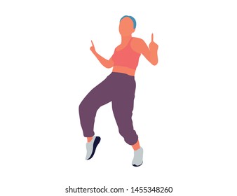Dancing woman flat illustration. Isolated dancing woman illustration - Vector