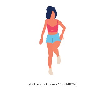 Dancing woman flat illustration. Isolated dancing woman illustration - Vector