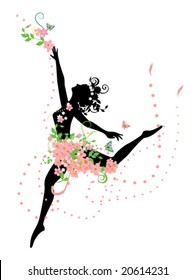 Dancing woman in flower dress