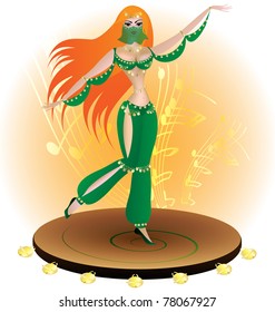 dancing woman in a green