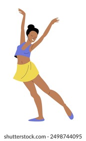 Dancing Woman Illustration. Vector Flat Design.