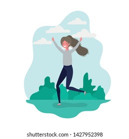 dancing woman in landscape of background