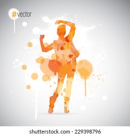 Dancing woman, music poster, vector