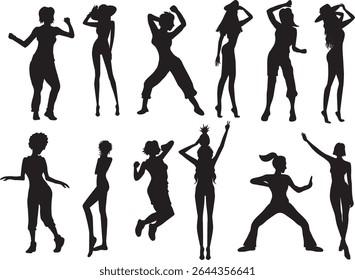 dança mulher silhueta conjunto de design 