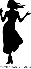 Dança mulher Silhueta vetor preto feminino dança Clipart no fundo branco