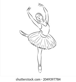 Dancing woman, sketch vector illustration