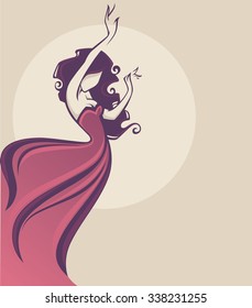 dancing woman, vector background