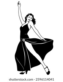 Dancing Woman. Vector clipart isolated on white.