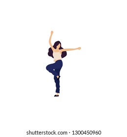 Dancing woman vector flat illustration