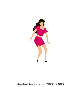 Dancing woman vector flat illustration
