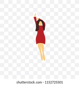 Dancing woman vector icon isolated on transparent background, Dancing woman logo concept