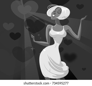 Dancing woman. Vector illustration isolated on a disco background. Eps-10 Effects of transparency and taransparency masks.