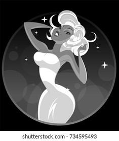 Dancing woman. Vector illustration isolated on a white background. Eps-10
