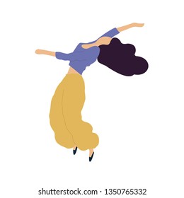 Dancing woman vector isolated illustration. Flat dancing girl