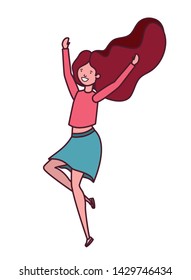 dancing woman in white background