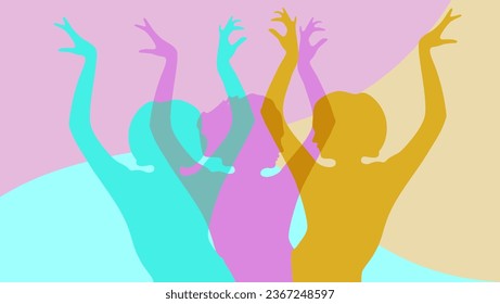 The dancing women depicted in this modern vector illustration embody the ideals of feminism, equality and activism, making them a powerful symbol of International Women's Day