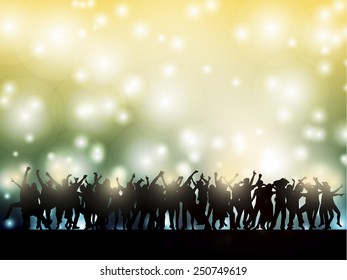 dancing women and men with background