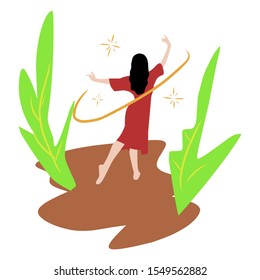 dancing women on the field flat design 