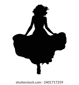 dancing women silhouette on white 