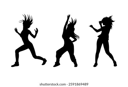 Dancing Women Silhouettes on Black Colour